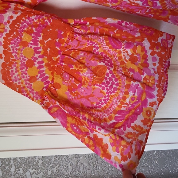 Trina Turk Bonita Orange Pink Retro Style Dress Size 6 - Picture 3 of 9